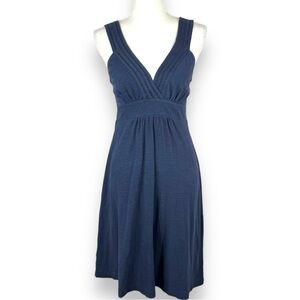 Tommy Bahama Navy Blue V-neck Dress Empire Waist Sleeveless Mini Classic Coastal